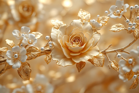 金色树花珍珠背景