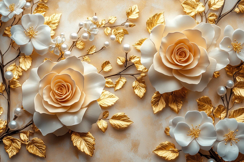 金色树花珍珠背景