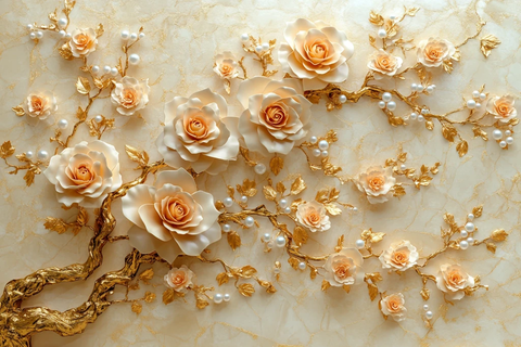 金色树花珍珠背景