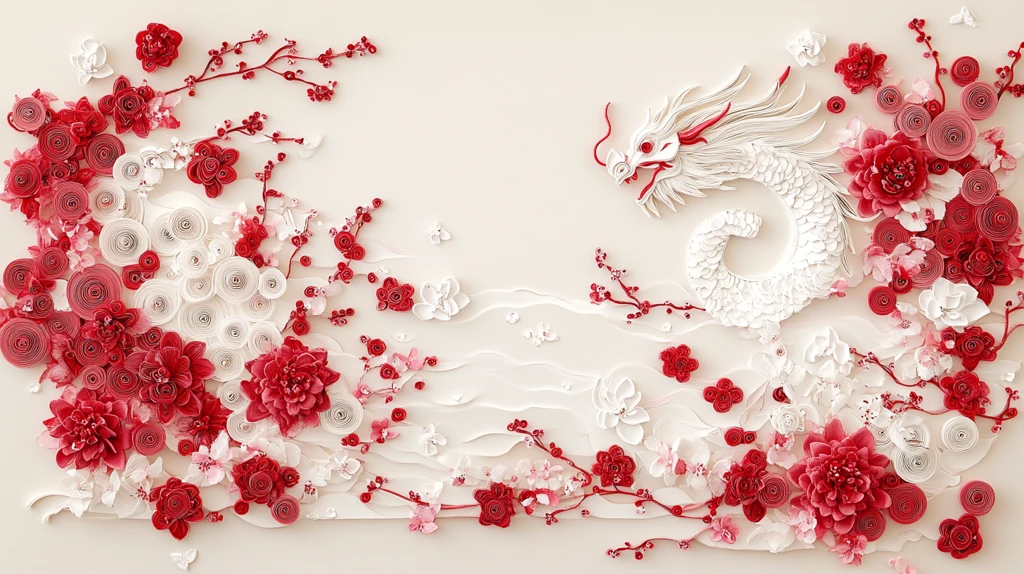 白龙红花香槟纸艺
