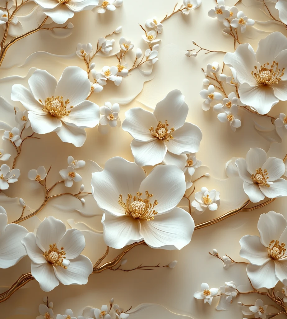 白花金饰吊顶壁纸