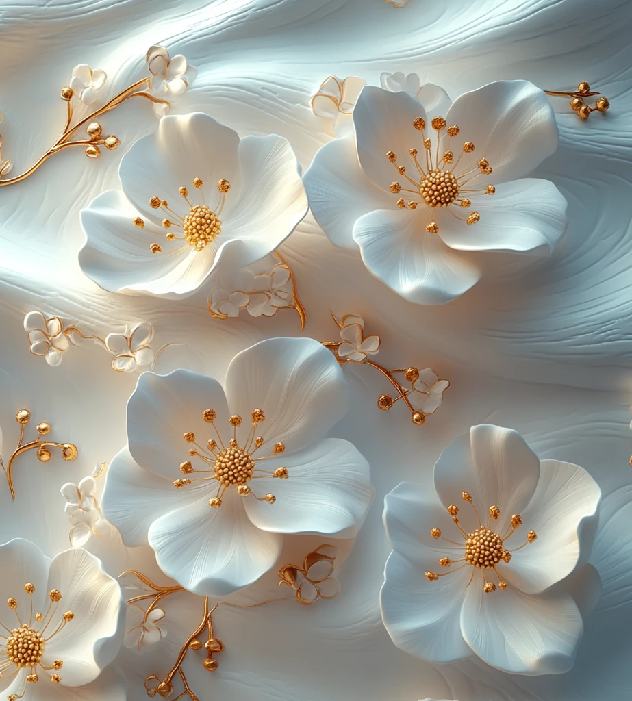 白花金饰吊顶壁纸