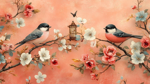 粉色中式壁纸
