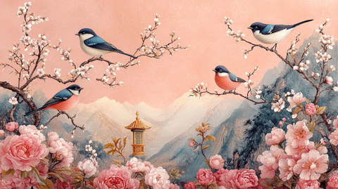 粉色中式壁纸