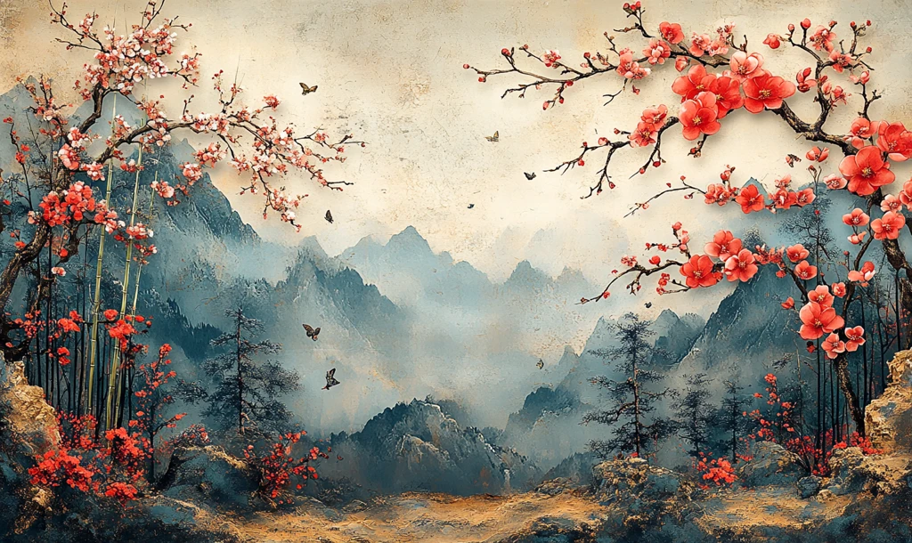 梅兰竹菊花卉图