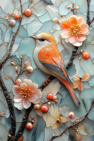 螺钿花卉鸟图案