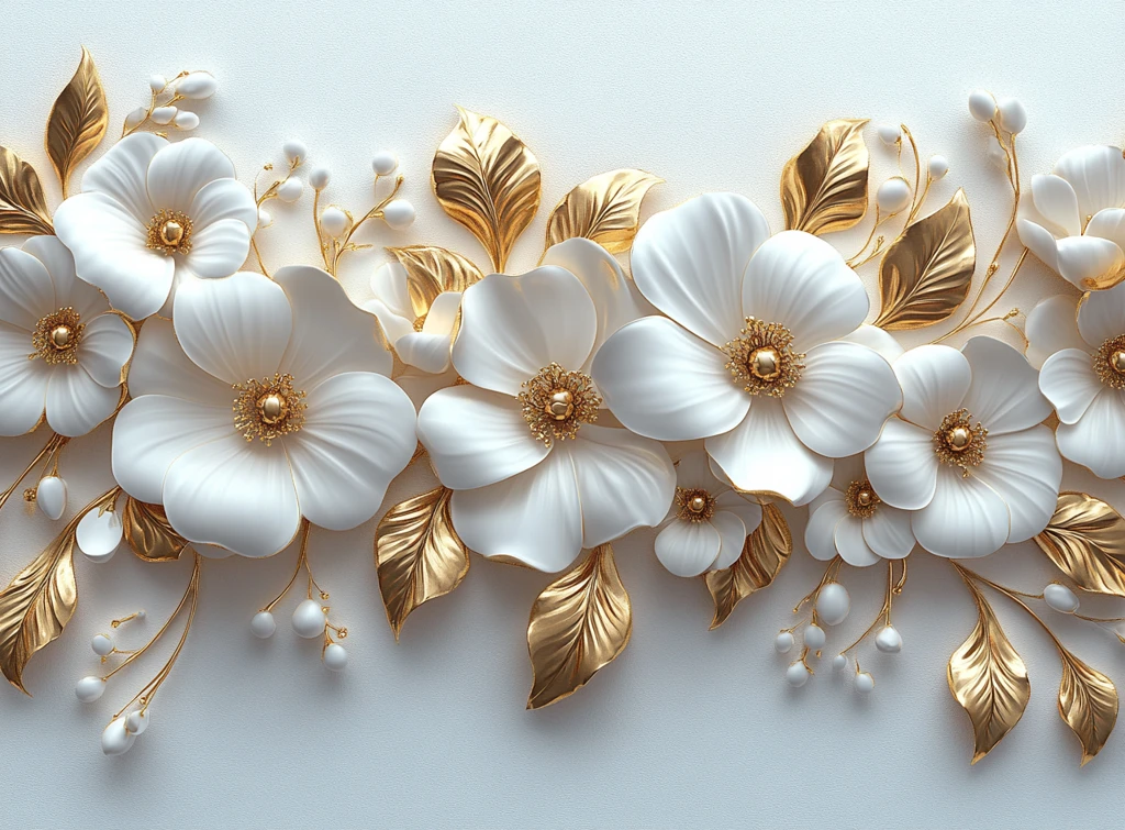 金叶白花装饰画