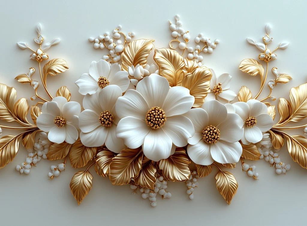 金叶白花装饰画