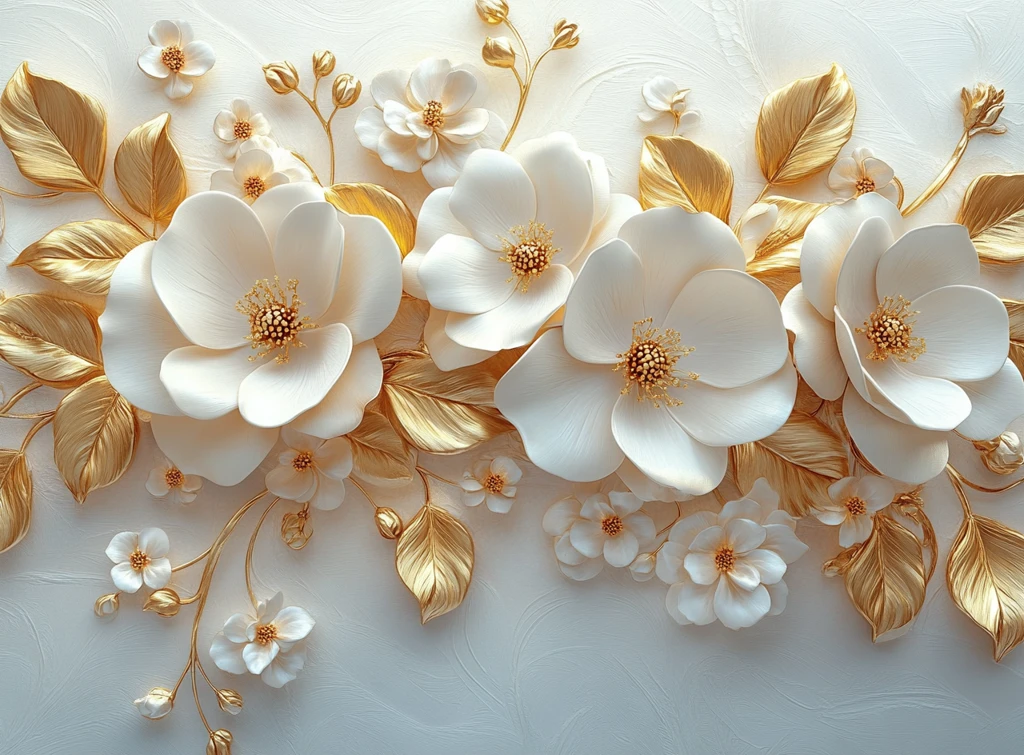 金叶白花装饰画