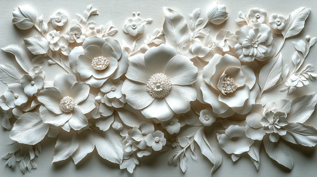 纸塑花朵叶片拼贴