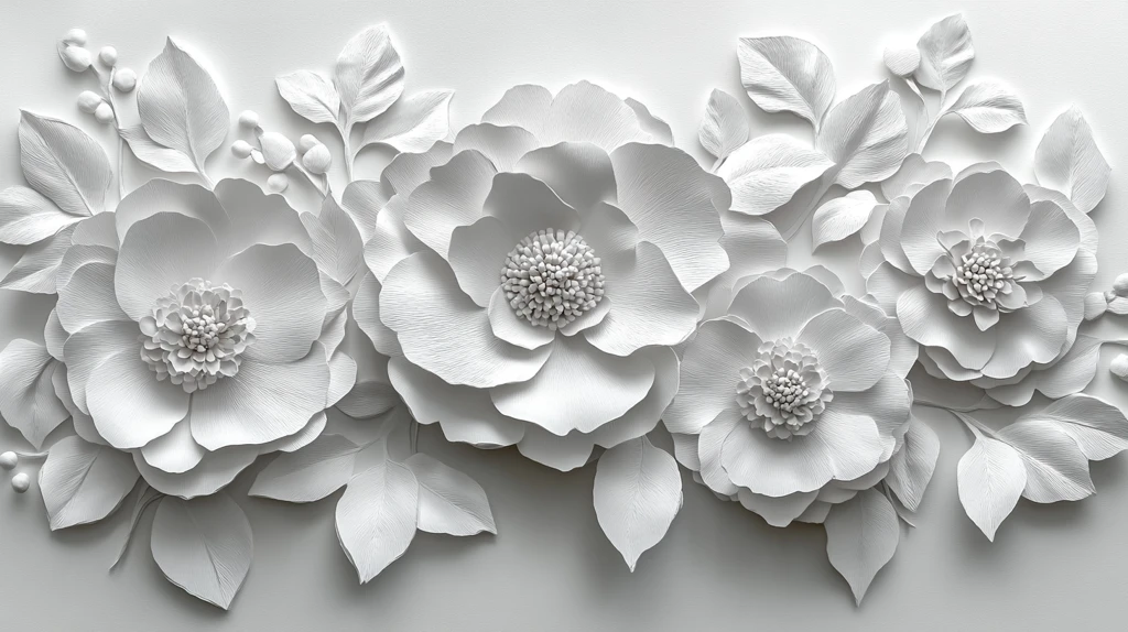 纸塑花朵叶片拼贴