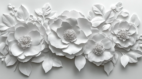 纸塑花朵叶片拼贴