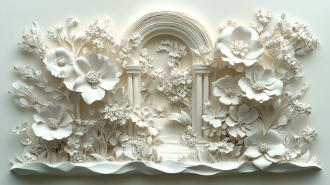 纸塑花朵叶片拼贴