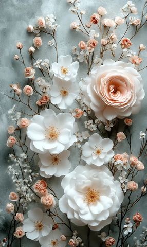 白金花卉婚礼请柬