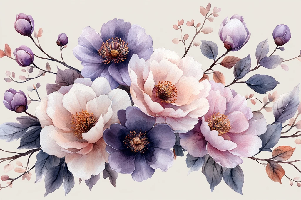 紫粉牡丹木兰花