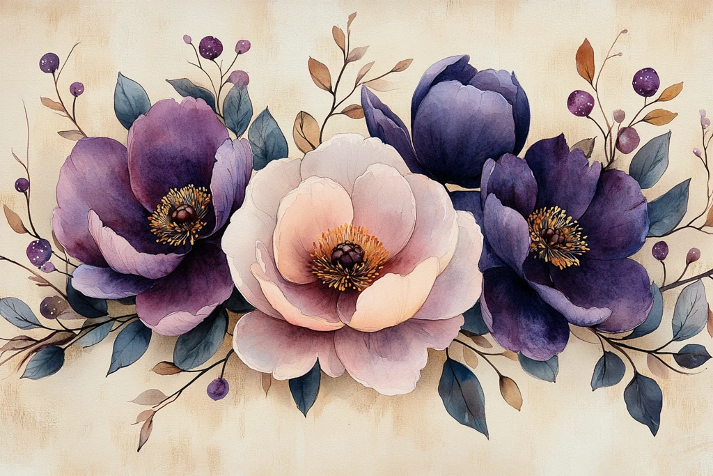 紫粉牡丹木兰花