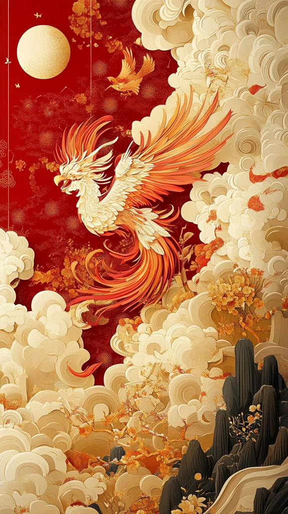 春节红金纸剪纸海报