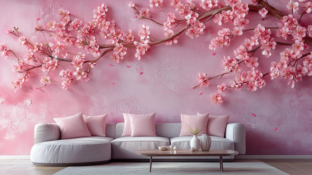 桃花枝客厅壁纸