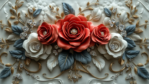 三朵红玫瑰墙饰