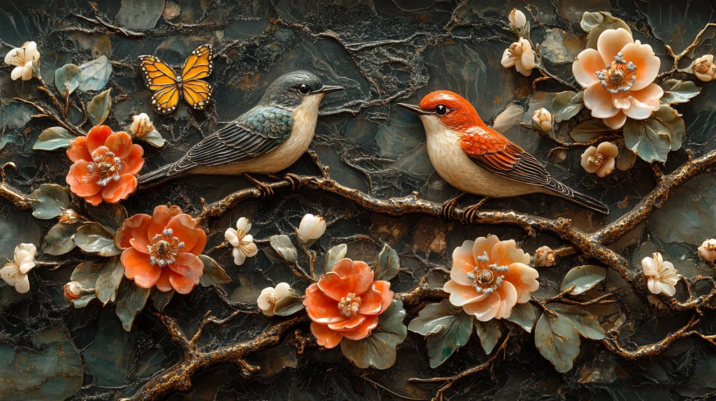 水晶花卉图案面板