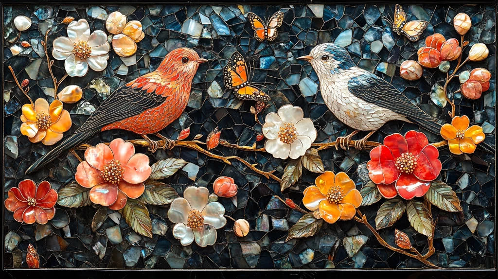 水晶花卉图案面板