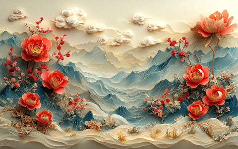 中式剪纸花纹图案