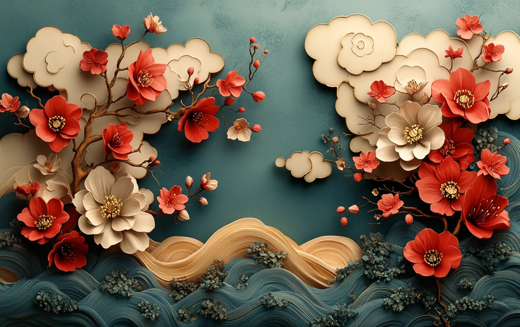 中式剪纸花纹图案