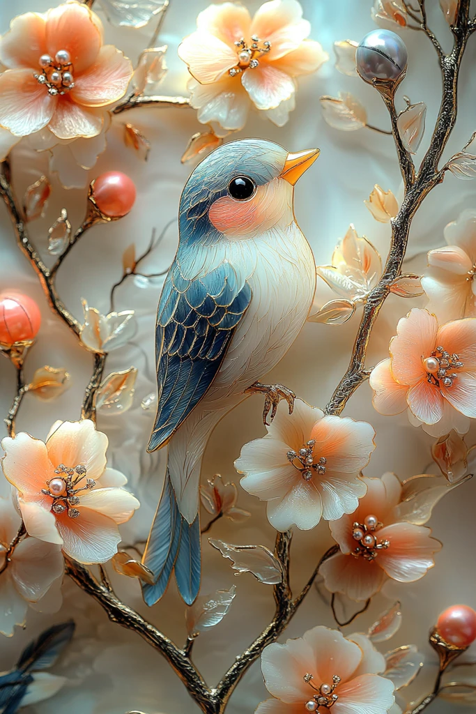 珍珠镶嵌花卉图案