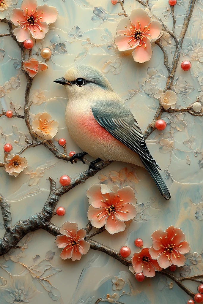 珍珠镶嵌花卉图案