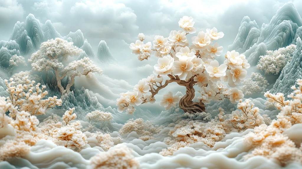 千年古树雕花背景