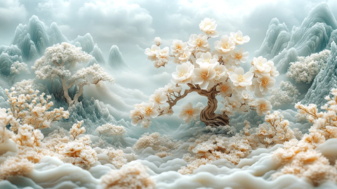 千年古树雕花背景