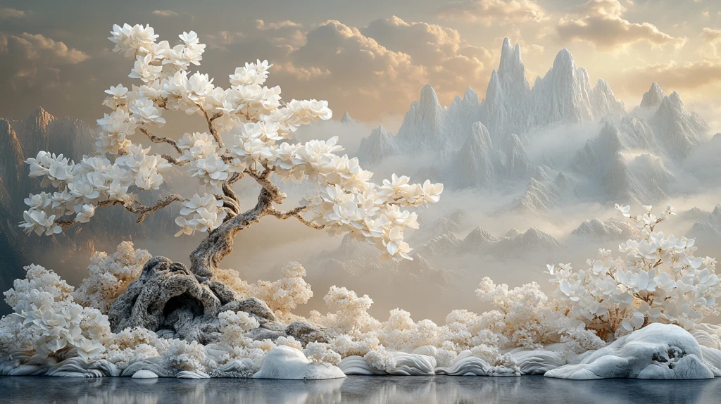 千年古树雕花背景