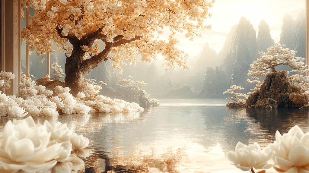 千年古树雕花背景