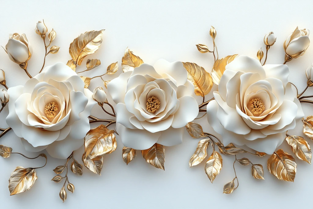 白玫瑰金叶壁饰