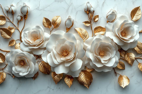 白玫瑰金叶壁饰
