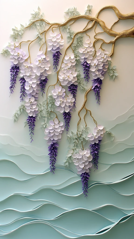 紫藤花树枝垂花