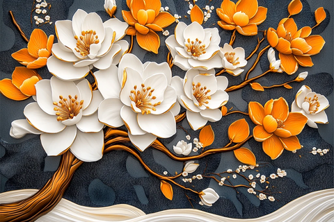 白树金花春景图