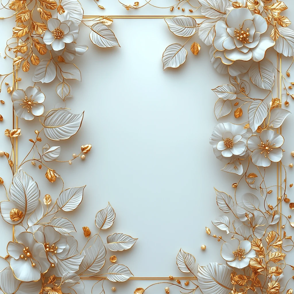 金边花叶婚礼卡片