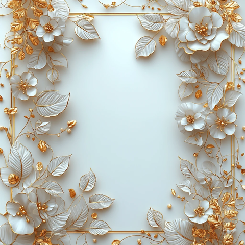 金边花叶婚礼卡片