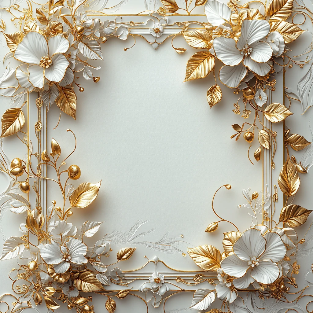 金边花叶婚礼卡片