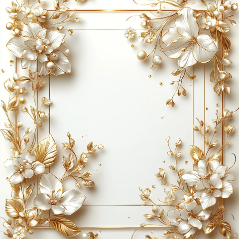 金边花叶婚礼卡片