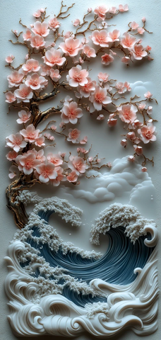 樱花浪花纸艺雕