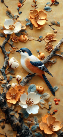 鸟语花香绣花图