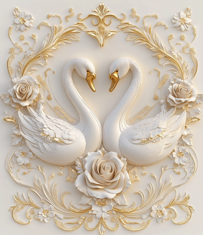 天鹅黄金玫瑰壁画