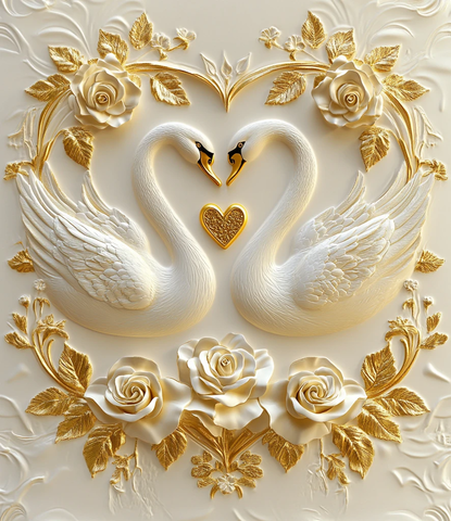 天鹅黄金玫瑰壁画