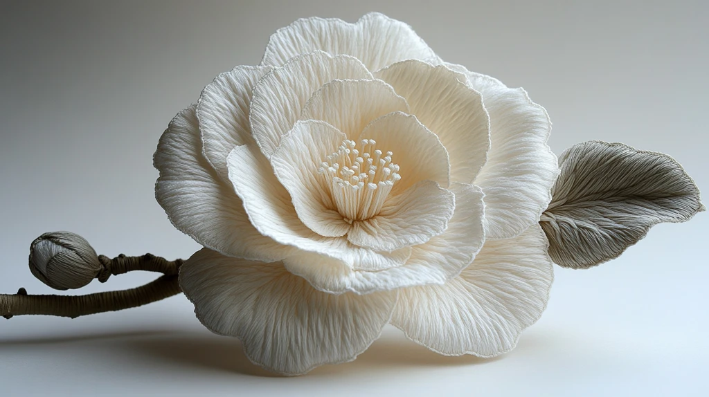 白茶花刺绣图案