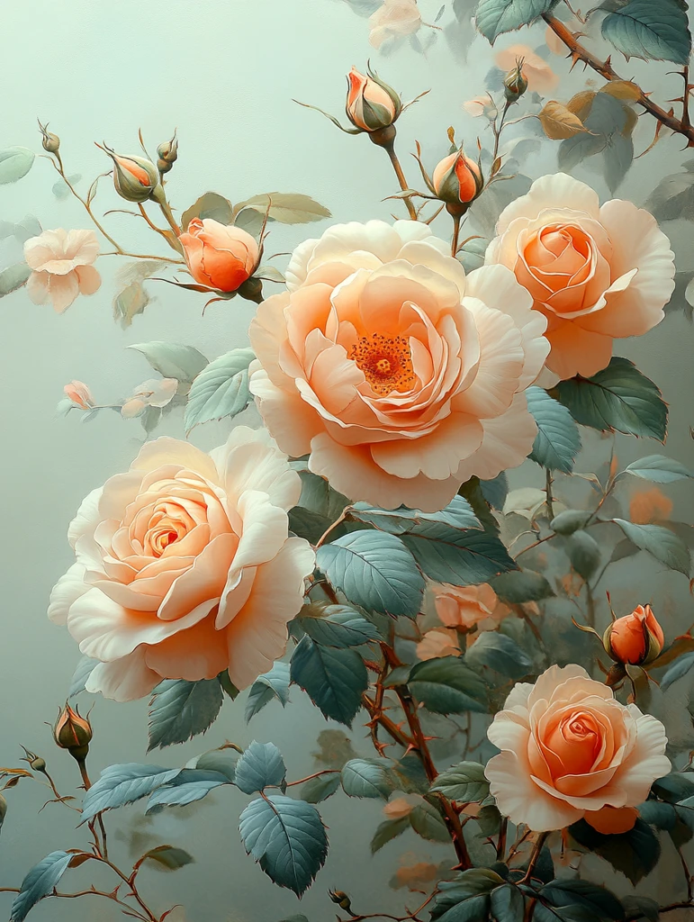 奶白墙面立体玫瑰