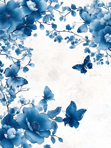 蝴蝶花纹邀请卡