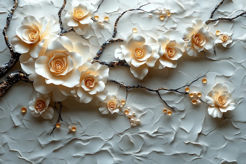 白树金玫珍珠墙纸