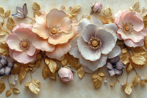 粉色金叶钻石花艺图